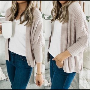 Barefoot Dreams CozyChic Lite Ribbed Cardigan Shrug Blush Pink S/M
